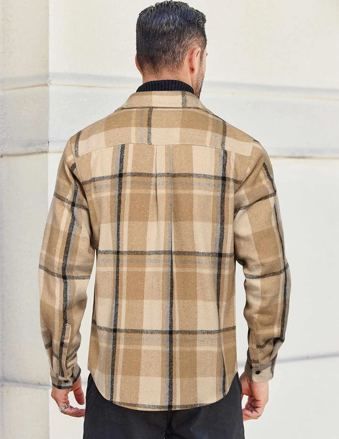 COOFANDY Men's Flannel Shirts Long Sleeve Cotton Plaid Shirt Jacket Casual Button Down Shirt with Pockets
