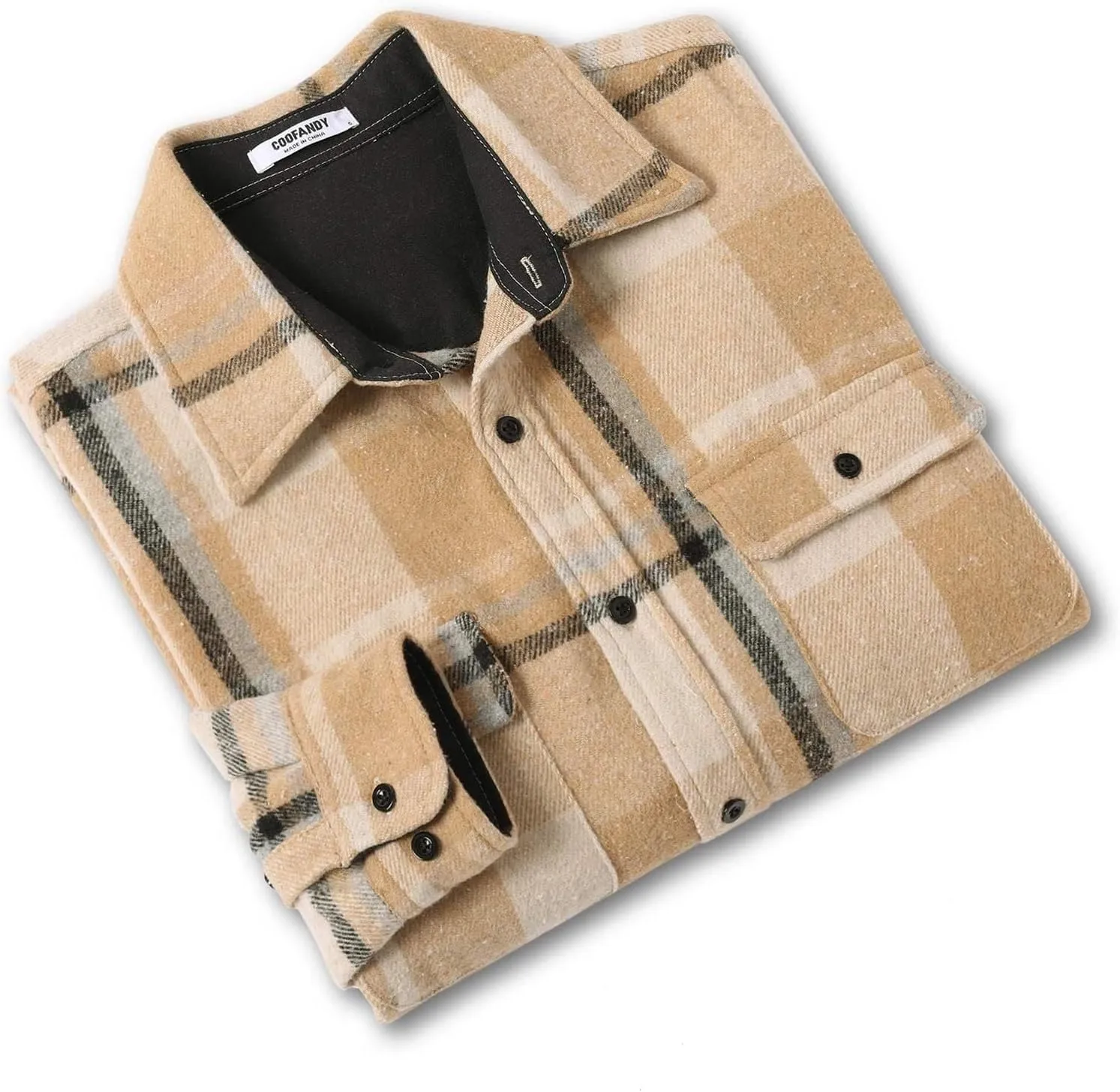 COOFANDY Men's Flannel Shirts Long Sleeve Cotton Plaid Shirt Jacket Casual Button Down Shirt with Pockets