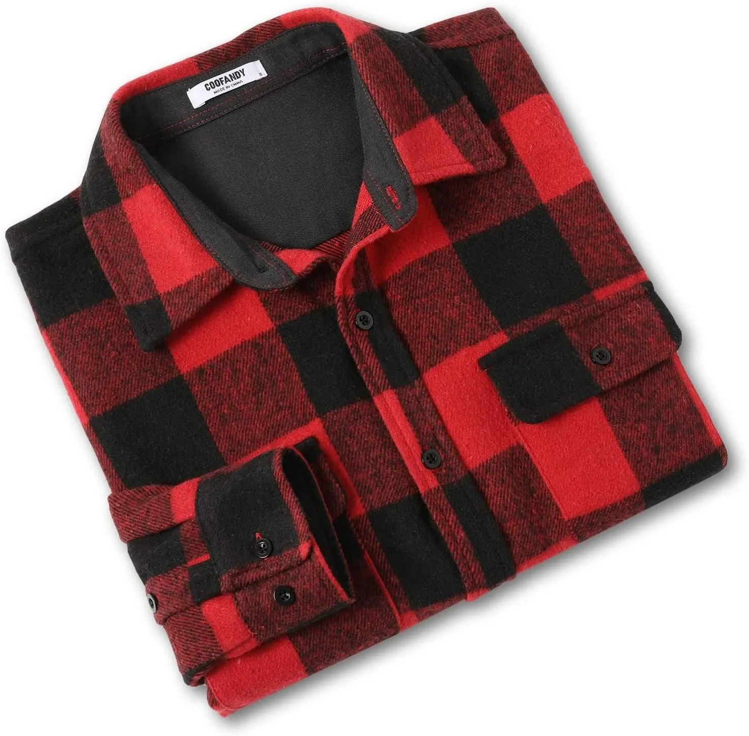 COOFANDY Men's Flannel Shirts Long Sleeve Cotton Plaid Shirt Jacket Casual Button Down Shirt with Pockets