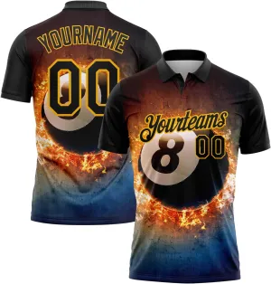 Custom Polo Shirt Jersey Billiard Pattern Personalized Novelty Golf Tee Shirts Printed Name Number Logo for Men Women Youth