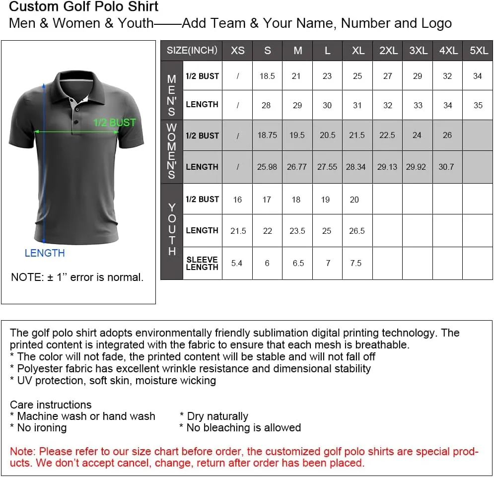 Custom Polo Shirts Men Women Youth, Personalized Golf Bowling Tennis Sports Team Jerseys, Buttons Design Work Uniform