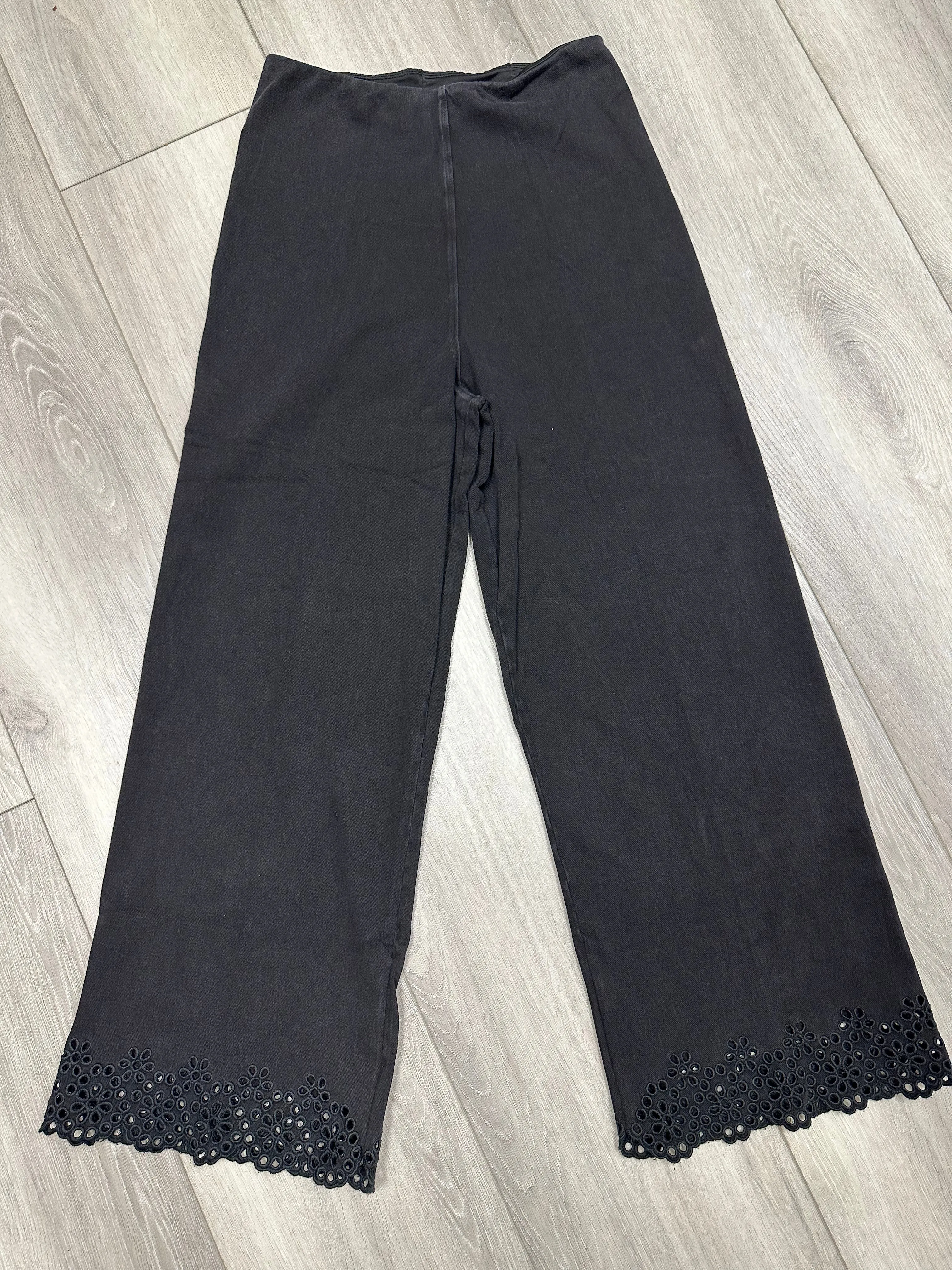 Eyelet Embroidered Wide Leg Crop