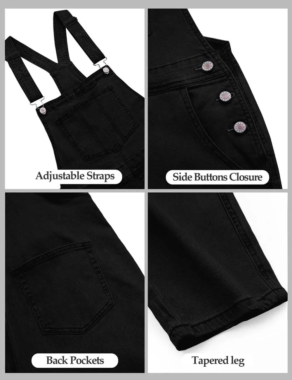 luvamia Women's Casual Stretch Adjustable Denim Bib Overalls Jeans Pants Jumpsuits