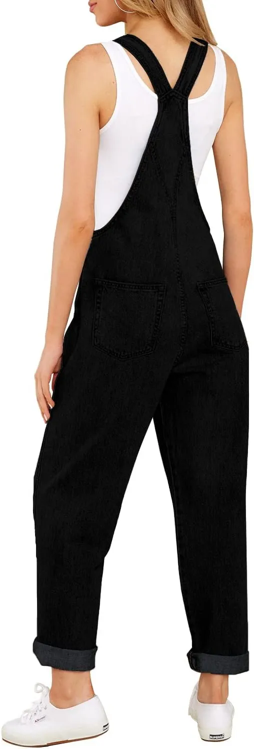 luvamia Women's Casual Stretch Adjustable Denim Bib Overalls Jeans Pants Jumpsuits