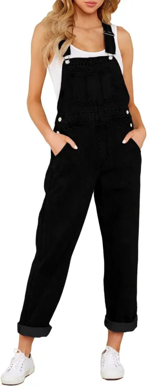 luvamia Women's Casual Stretch Adjustable Denim Bib Overalls Jeans Pants Jumpsuits