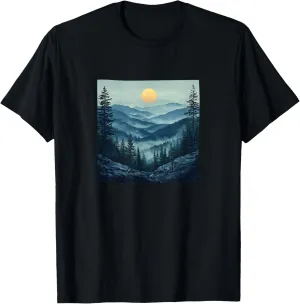 Misty Mountain Valley Vintage Landscape Graphic T-Shirt