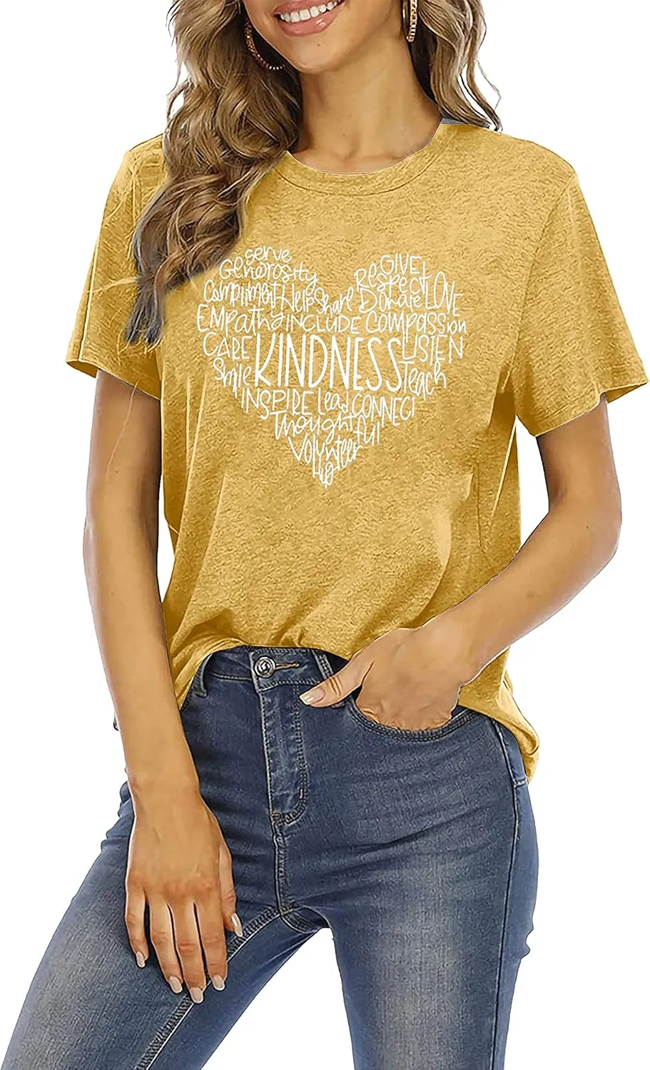 MOUSYA Womens Kindness Graphic T-Shirt: Cute Be Kind Graphic Tees Inspirational Letter Shirt Teacher Casual Tops