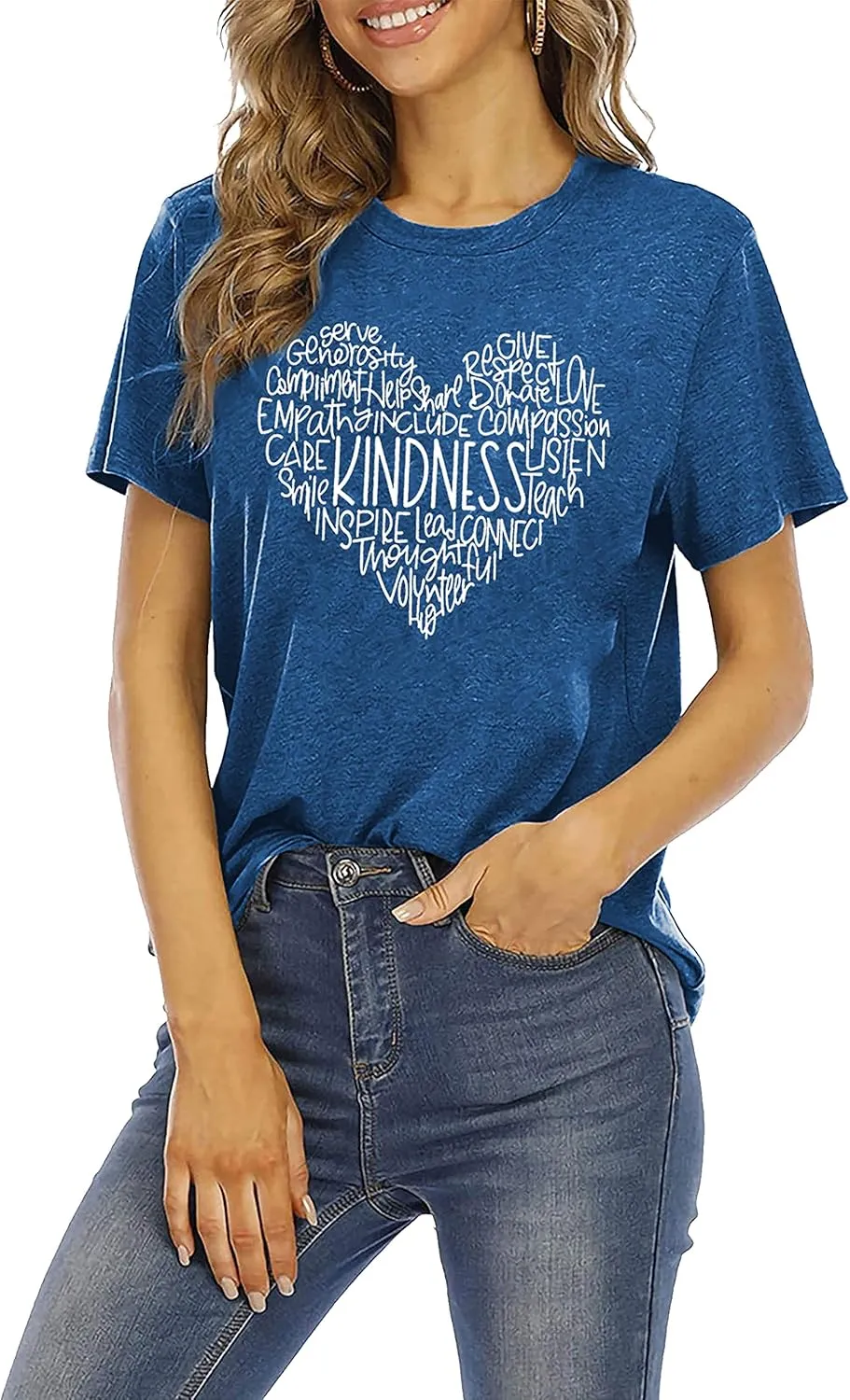 MOUSYA Womens Kindness Graphic T-Shirt: Cute Be Kind Graphic Tees Inspirational Letter Shirt Teacher Casual Tops