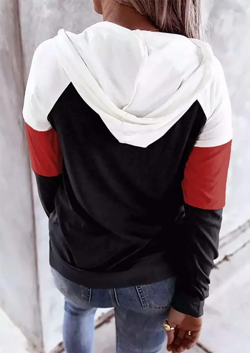 QIANRUO Halloween Hoodie Tshirt for Women Pumpkin Face Graphic Tees Tops Long Sleeve Color Block Pullover Shirt