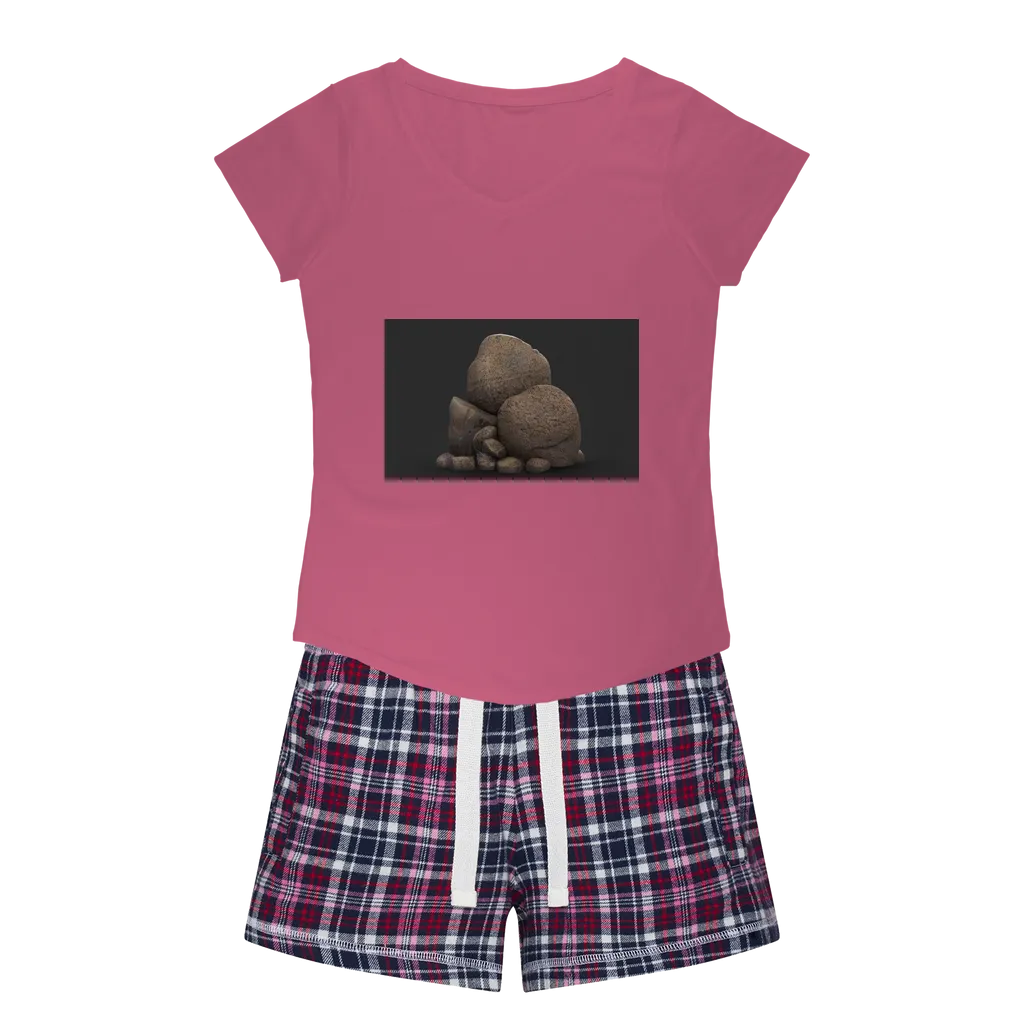 Rocks Women's Sleepy Tee and Flannel Short