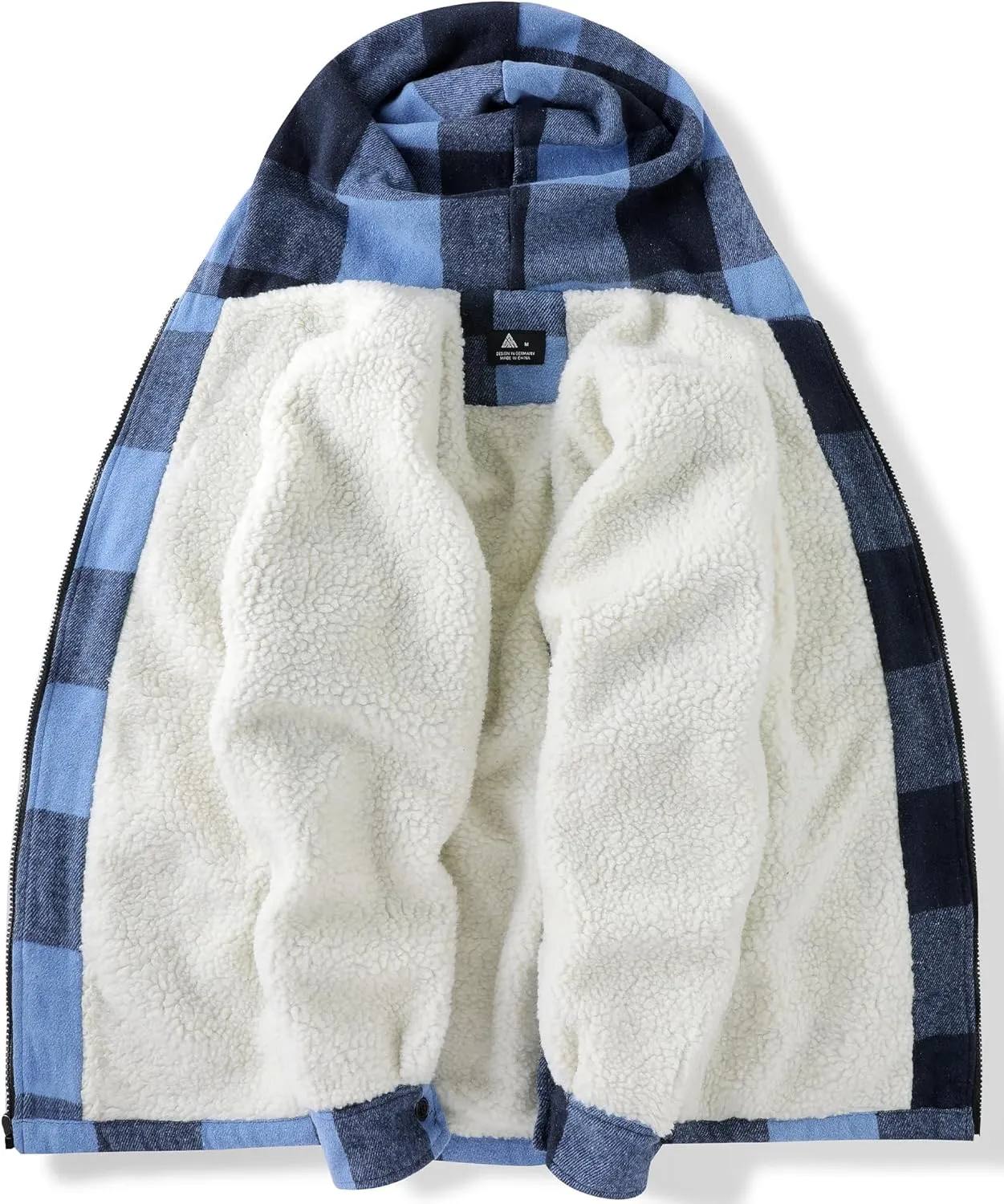 SCODI Men's Flannel Shirt Jacket Fleece Sherpa Lined Plaid Jackets Coat Full Zip Up Hoodie Winter Outwear