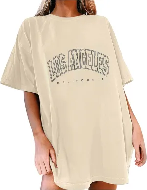Shirts for Girls 12-14 Years Old Oversized Graphic Print Short Sleeve Tunic Tops Crew Neck Casual Drop Shoulder T Shirts