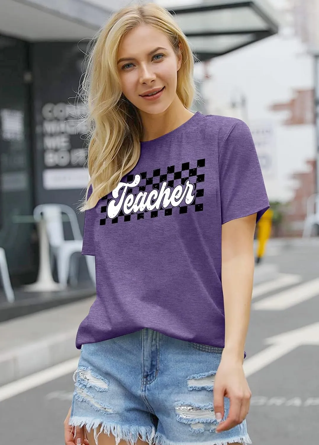 Teacher Shirts Women Vintage Teacher Graphic Tshirt Teacher Life T Shirt Kindergarten Teachers Tees Casual Tops