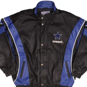 VINTAGE NFL DALLAS COWBOYS STARTER LEATHER JACKET 1990S SIZE XL