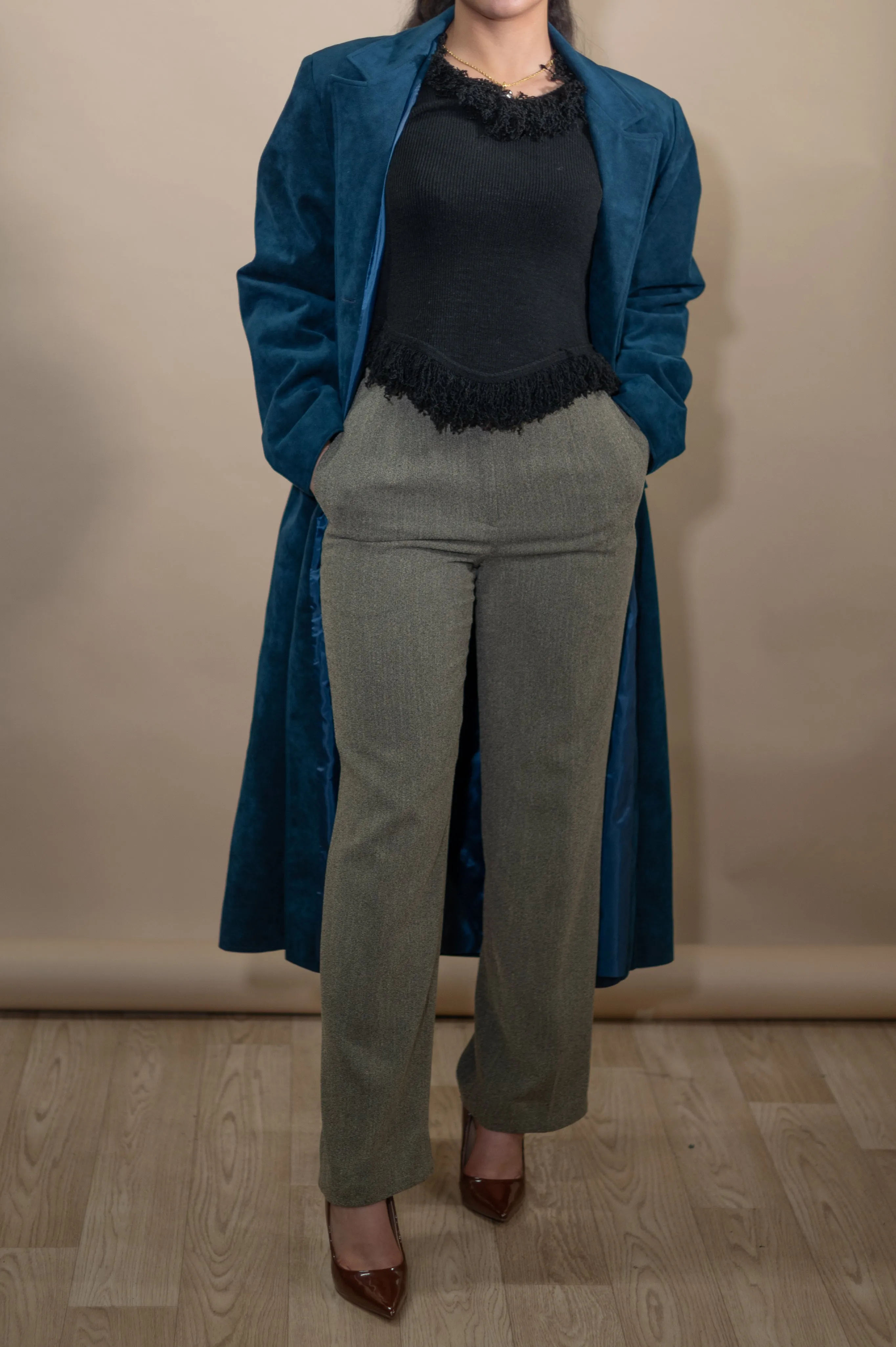 Vintage Suede Blue Trench