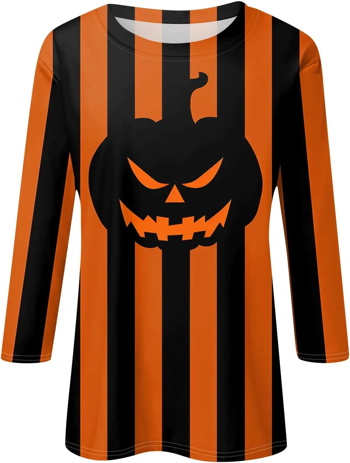 Women 3/4 Sleeve Halloween Plus Size Shirts Casual Fall Tops 2024 Crew Neck T shirt Long Tunic Tops