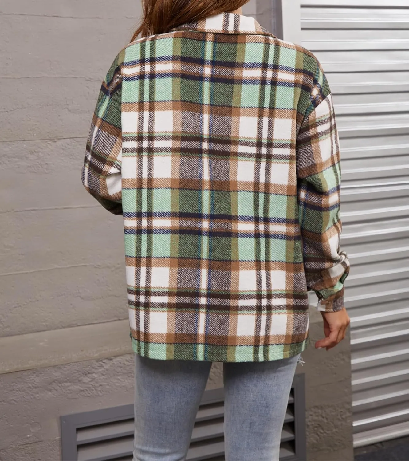 Womens Corduroy Button Down Shirt Long Sleeve Plaid Shackets Loose Business Casual Fashion Blouse Tops