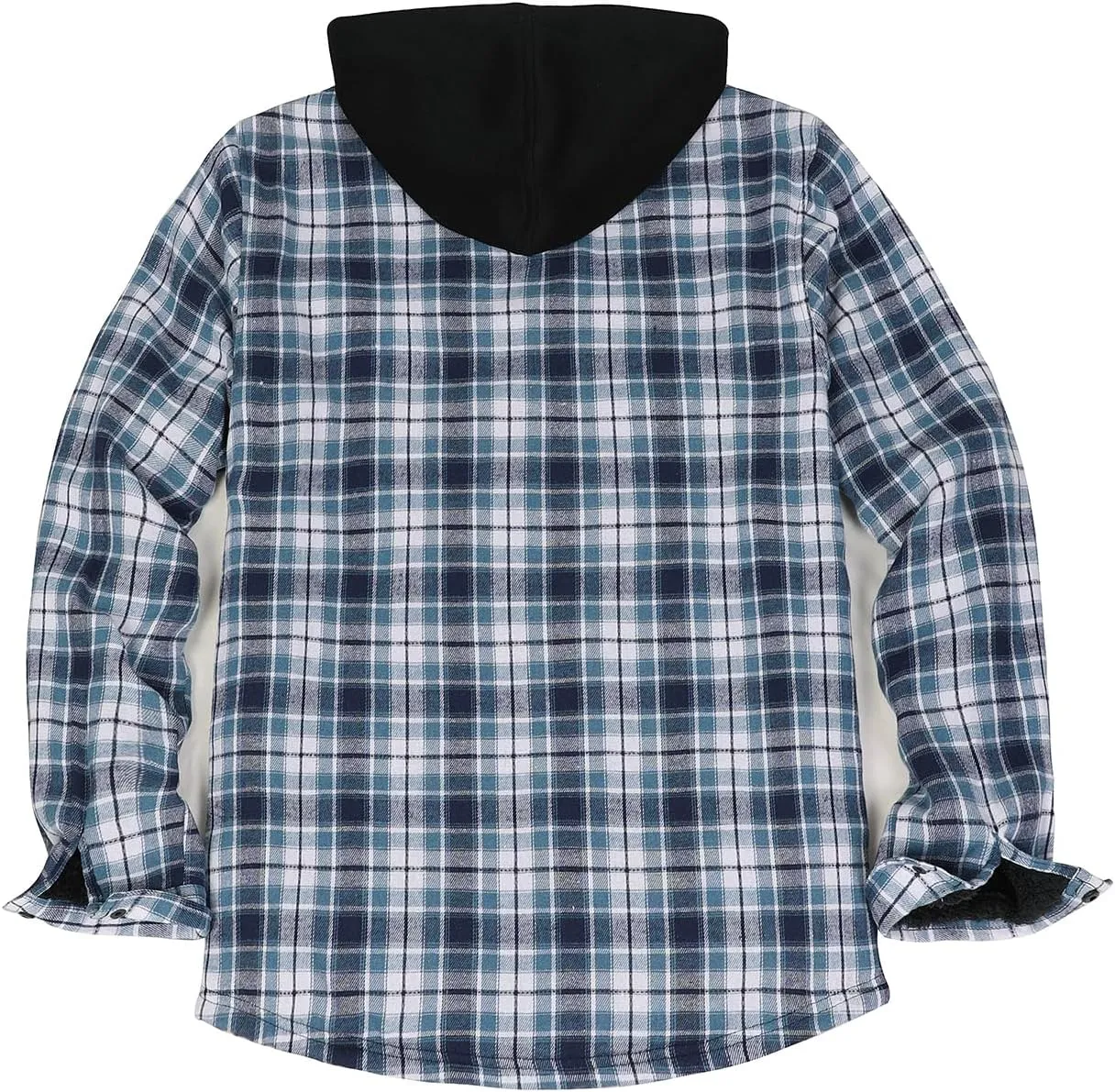 ZENTHACE Men's Sherpa Lined Full Zip Hooded Plaid Shirt Jacket