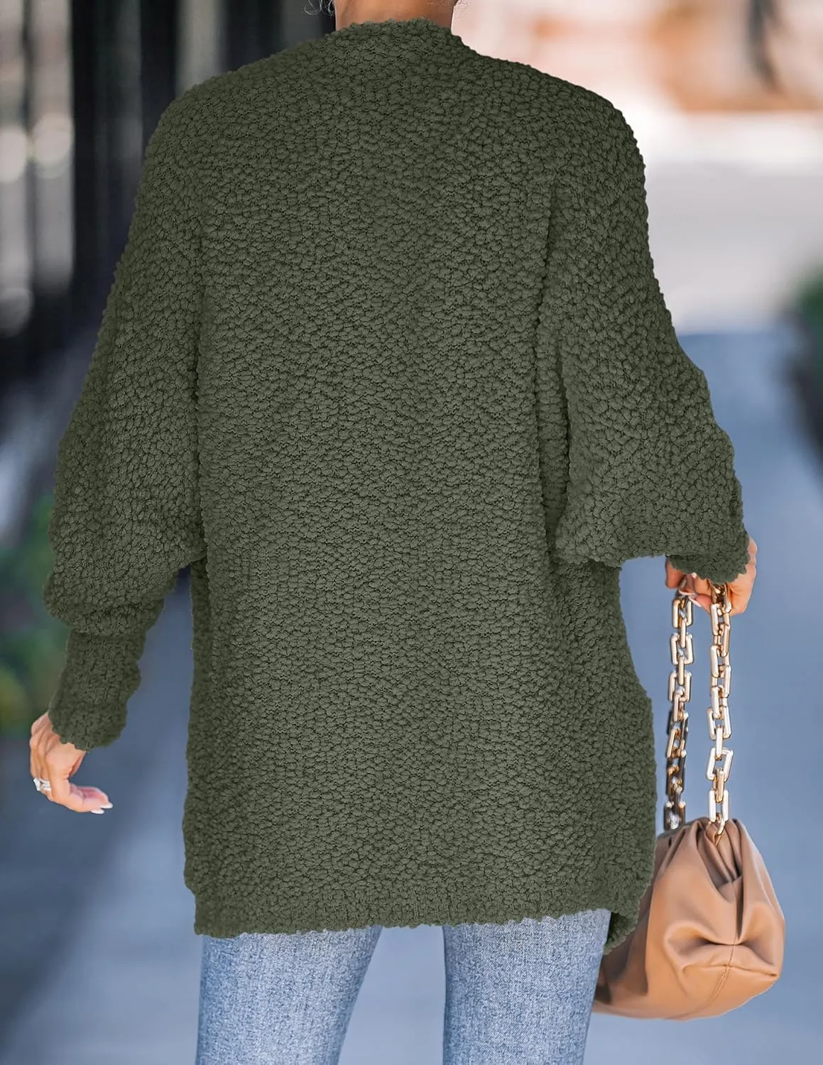 ZESICA Women's Fall Winter Popcorn Long Sleeve Open Front Chunky Knit Oversized Cardigan Sweater Coat