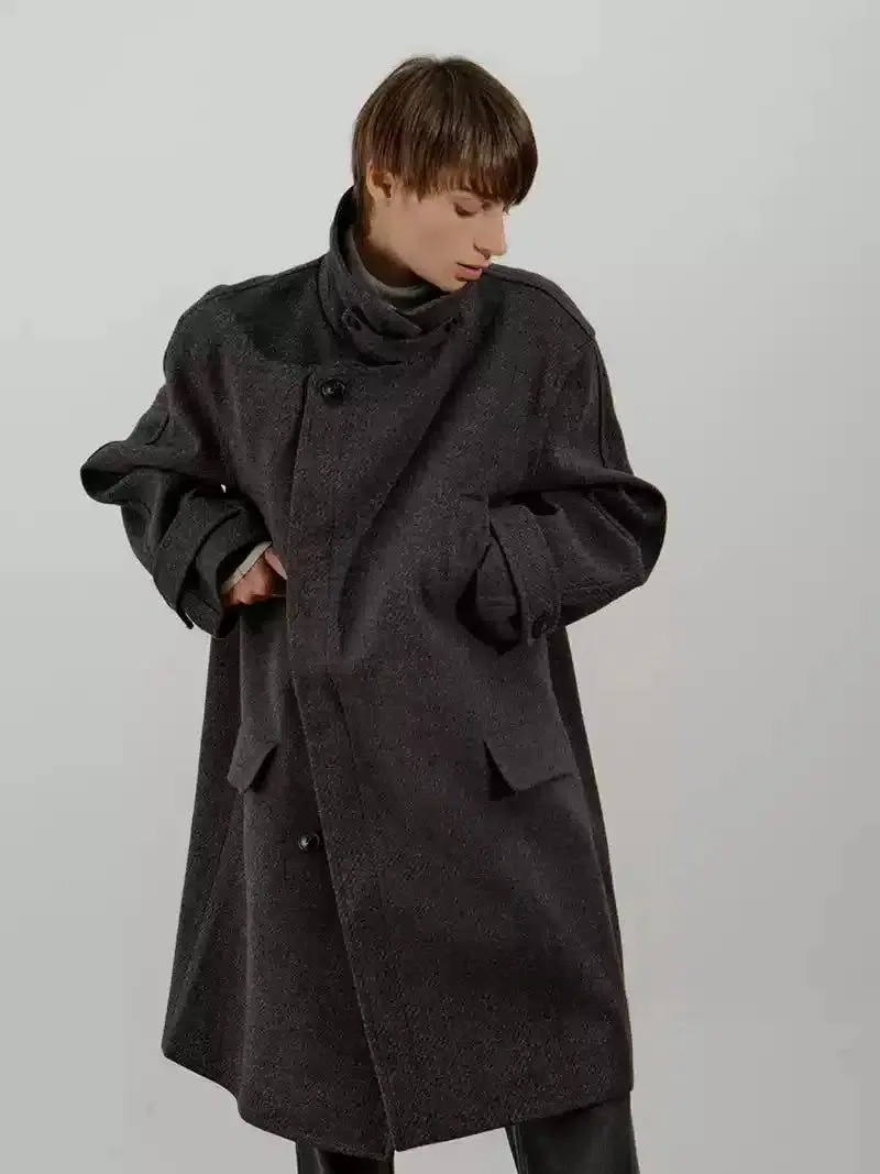 Zhou Cozy Buttoned Lapel Long Coat